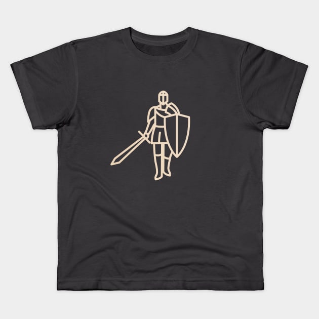 monoline knight Kids T-Shirt by Aksa Inov